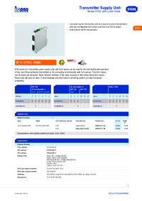 Thumbnail of document Data Sheet - 9162 Transmitter Supply Unit w/Limit Value